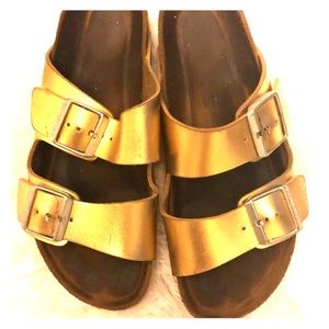 Gold size 39 birkenstocks